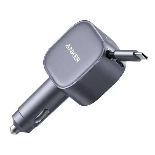 Anker Nano 75W Ultra-Compact Car Charger with Built-in Retractable USB-C Cable (Model A2738HA2)