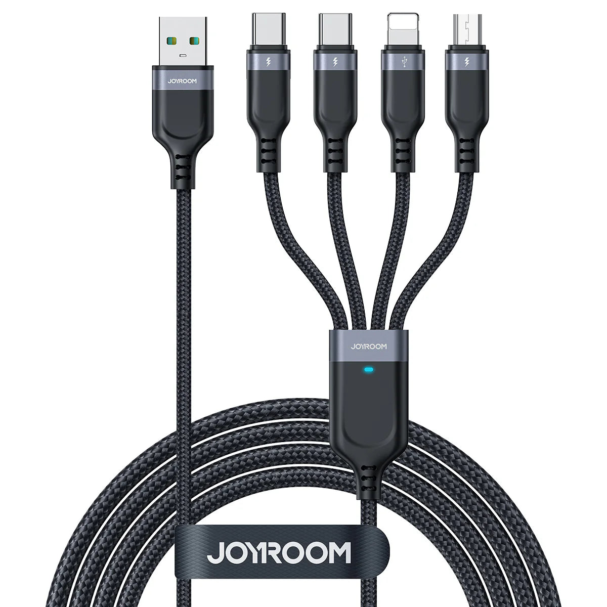 Joyroom S-A18 Multi-Use 3.5A Lightning*2+Type-C+Micro4-in-1 Data Cable 1.2m-Black