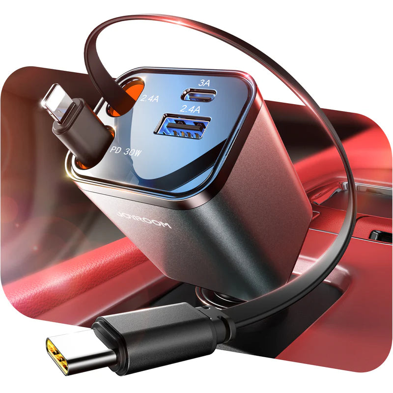 JOYROOM CCL05 Retractable Car Charger 4 in 1 Ultra-Compact