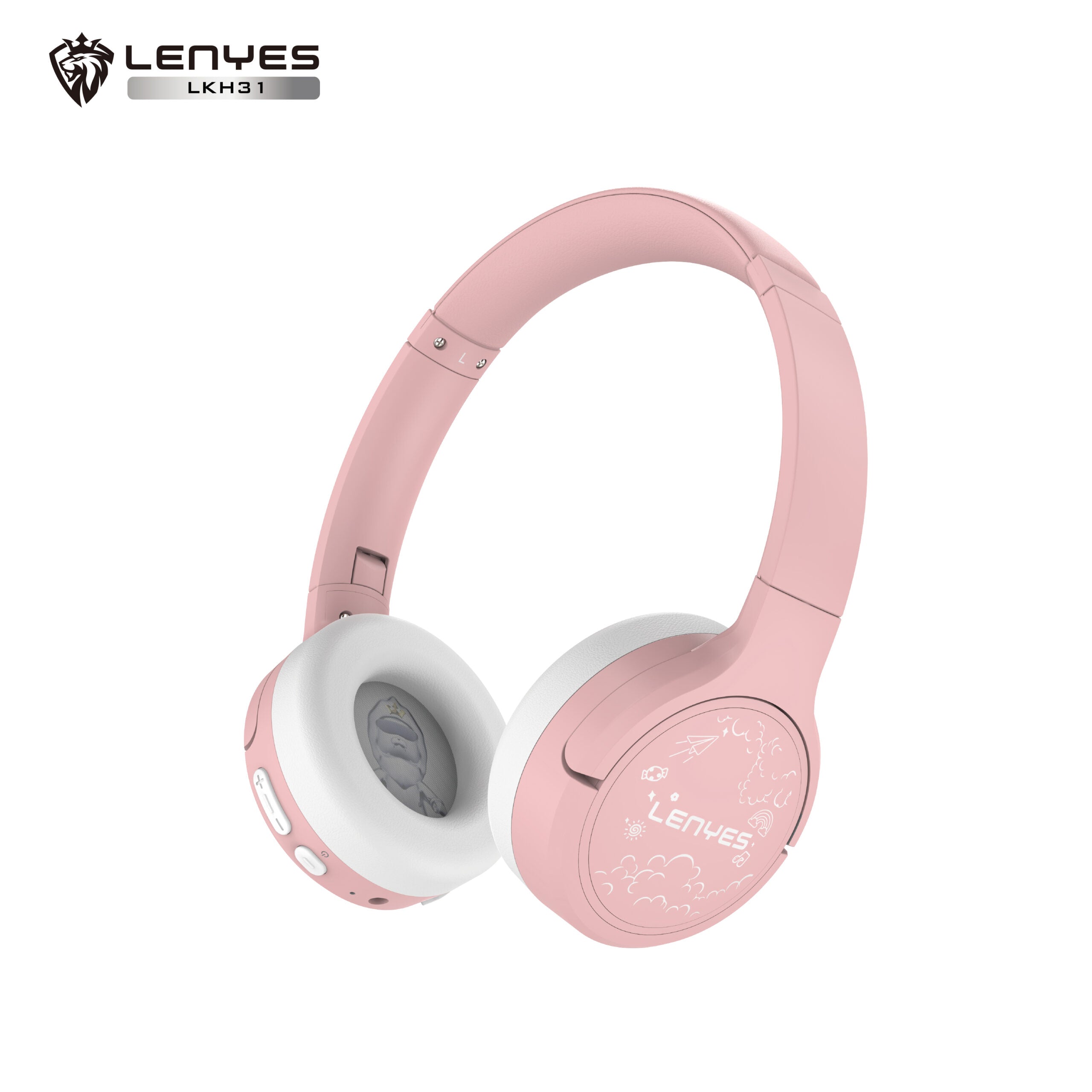 Lenyes LKH31 Adjustable Kids’ Over‑Ear Bluetooth Headphones – Safe & Fun Audio