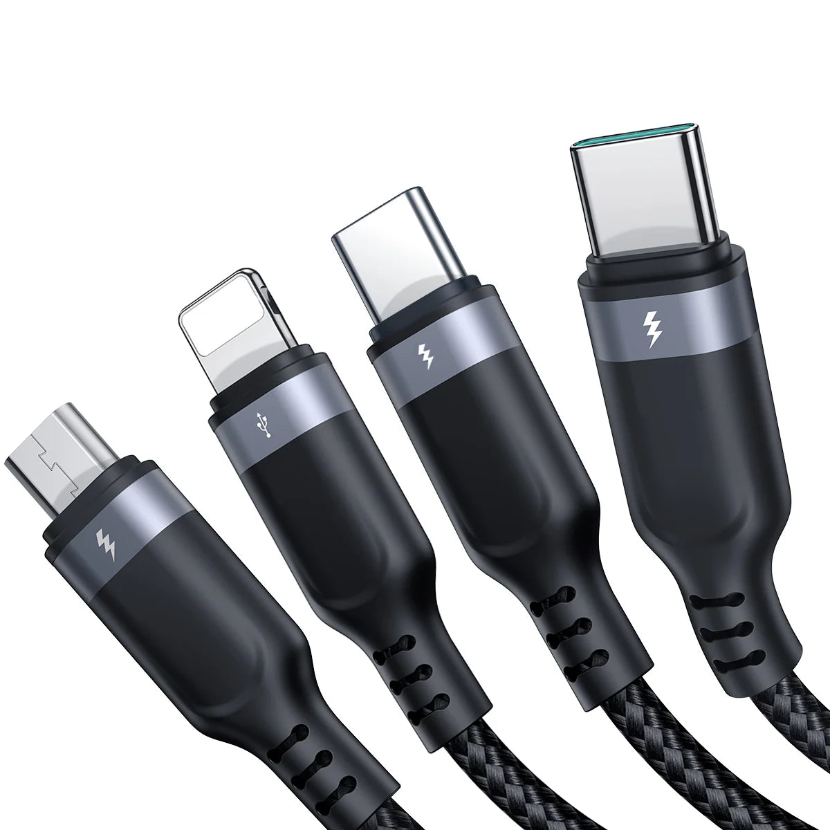 Joyroom S-A18 Multi-Use 3.5A Lightning*2+Type-C+Micro4-in-1 Data Cable 1.2m-Black