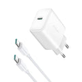 Joyroom JR-TCF24 PD30W Charger-White (EU)+C to C Cable 1m