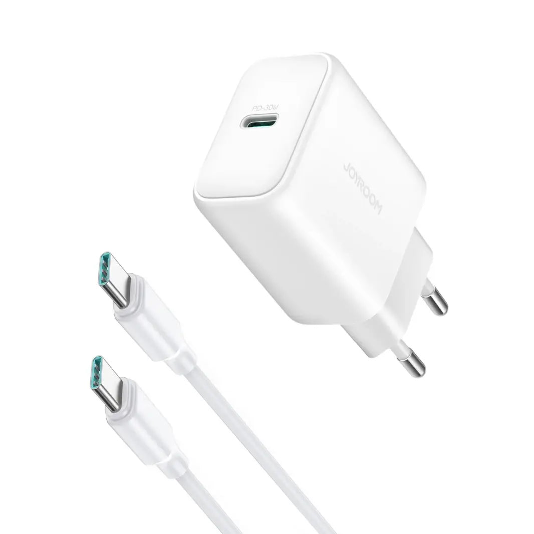 Joyroom JR-TCF24 PD30W Charger-White (EU)+C to C Cable 1m