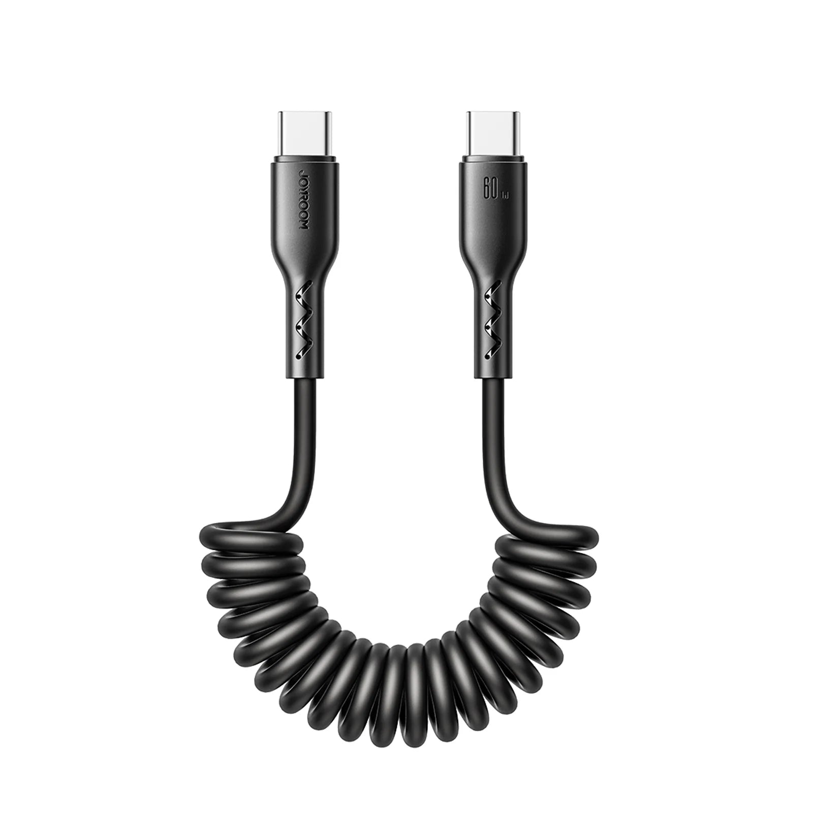 Joyroom SA38-CC3 60W/SA38-CL3 30W Coiled Fast Charging Data Cable for Car (Type-C to Type-C/PD) 1.5m-Black