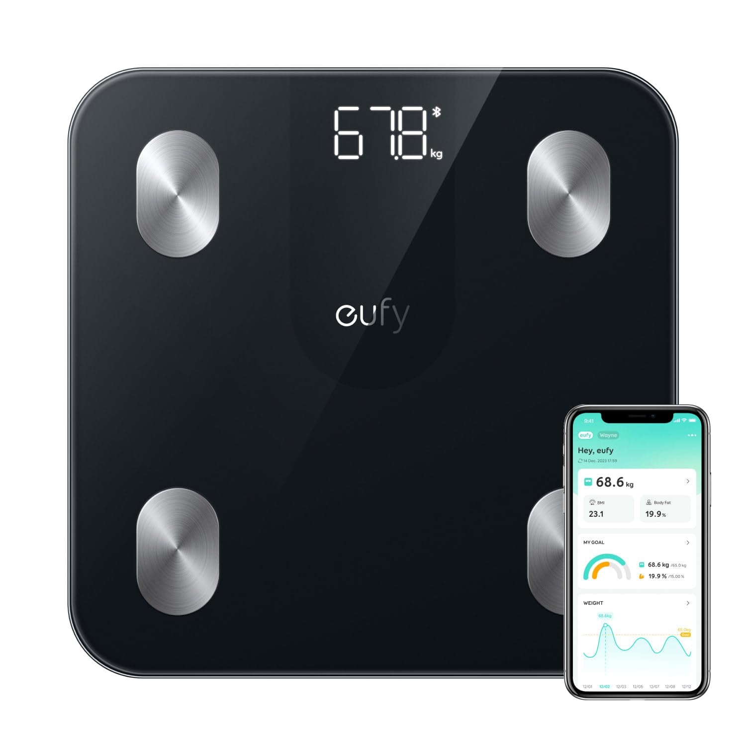 Anker Eufy A1 Smart Scale 12 Measurements in a Compact Design - Black