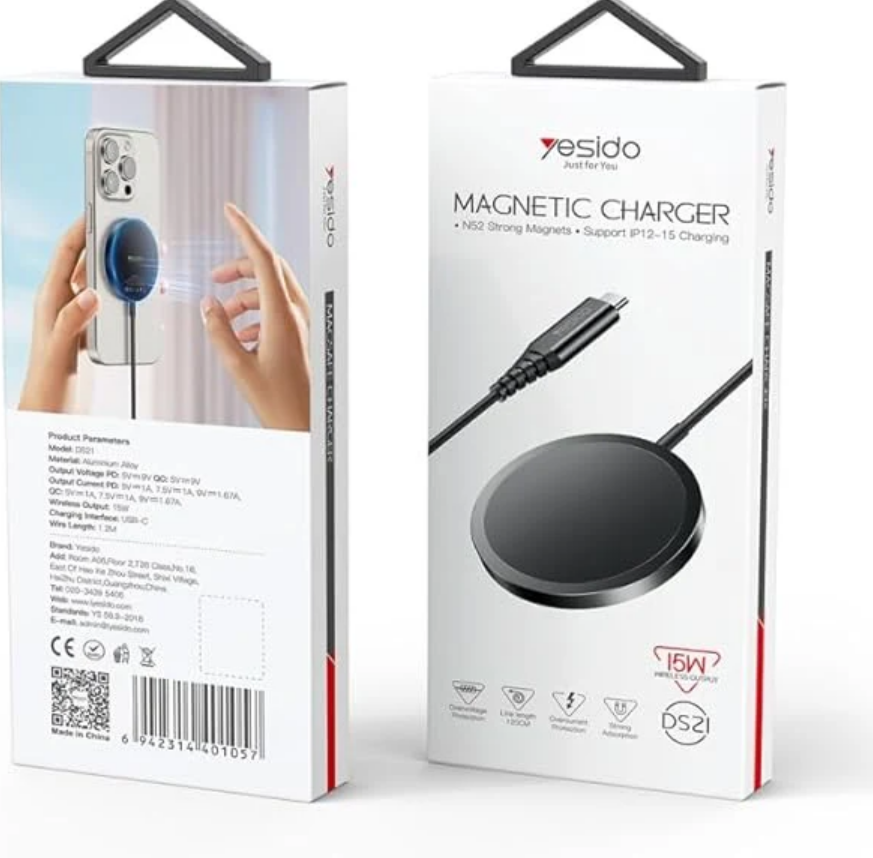 Yesido DS21 MagSafe Wireless Fast Charger 15W – Magnetic Charger for iPhone 15 / 14 Series and Later