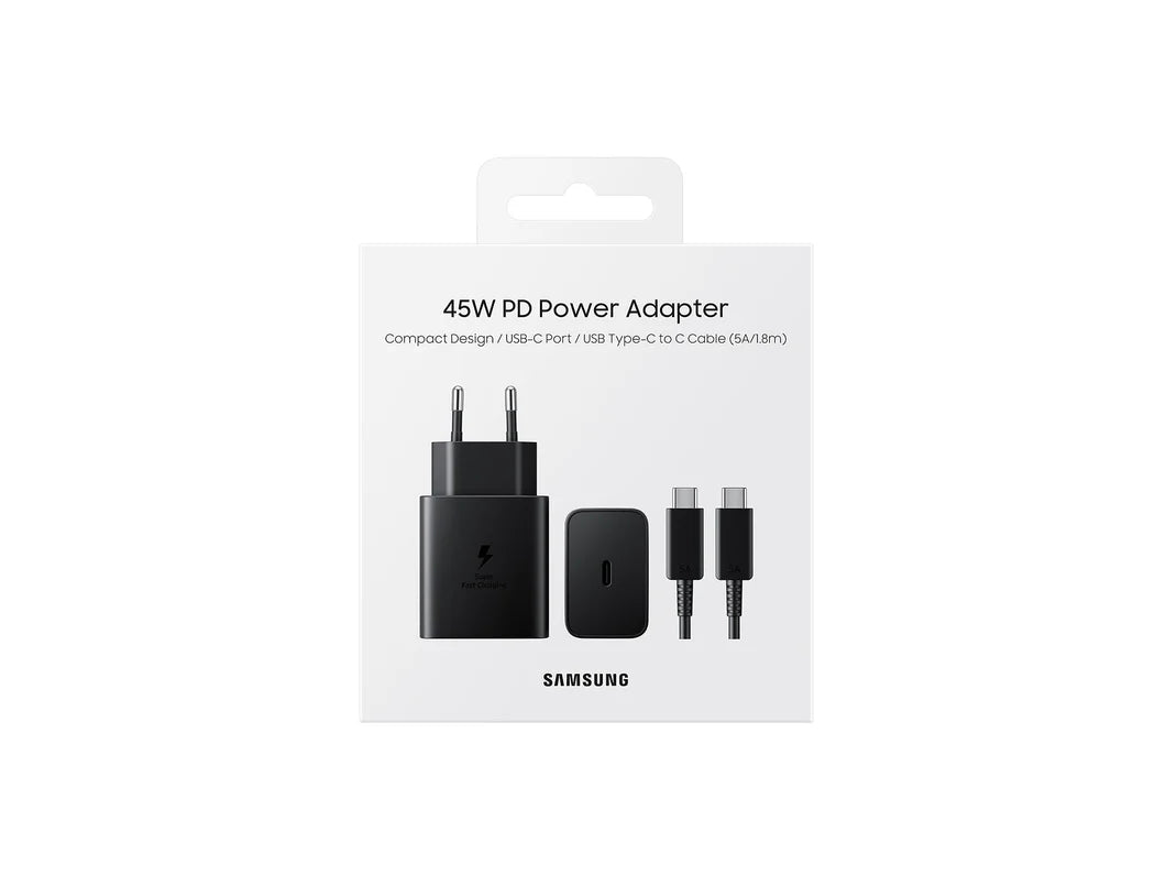 Original Samsung Power 45w Travel Charger Adapter With 1.8 M Long Usb-c To Usb-c Cable